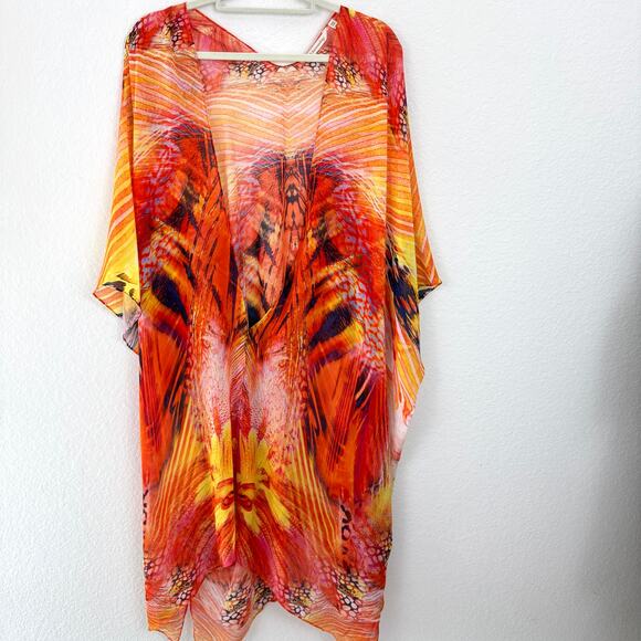 Soft Surroundings Womens Flowy Caftan One Size Lightweight Summer Orange - Picture 1 of 7